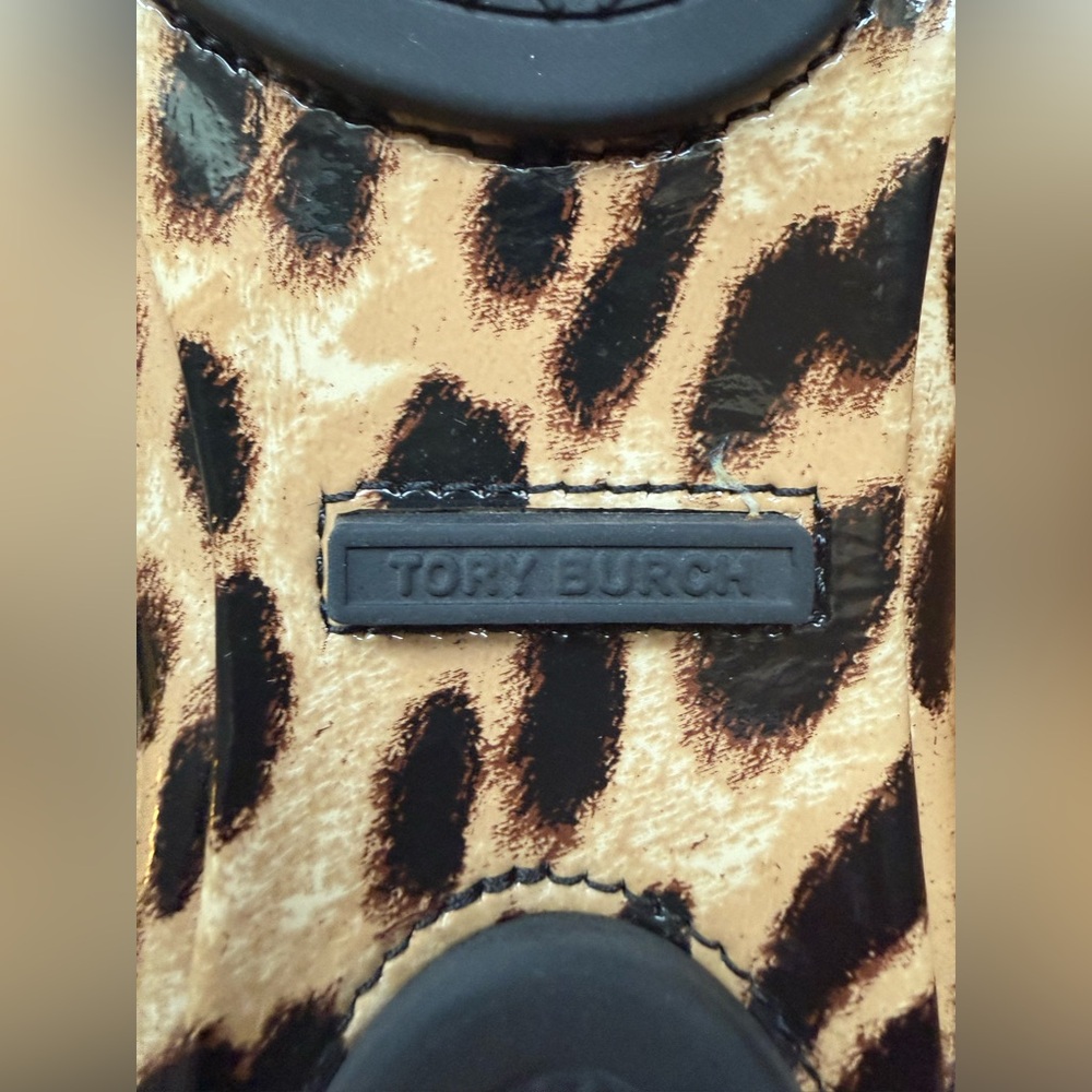 Tory Burch Reva Leopard Ballet Flats Sz 8M Patent Logo EUC - Picture 11 of 12